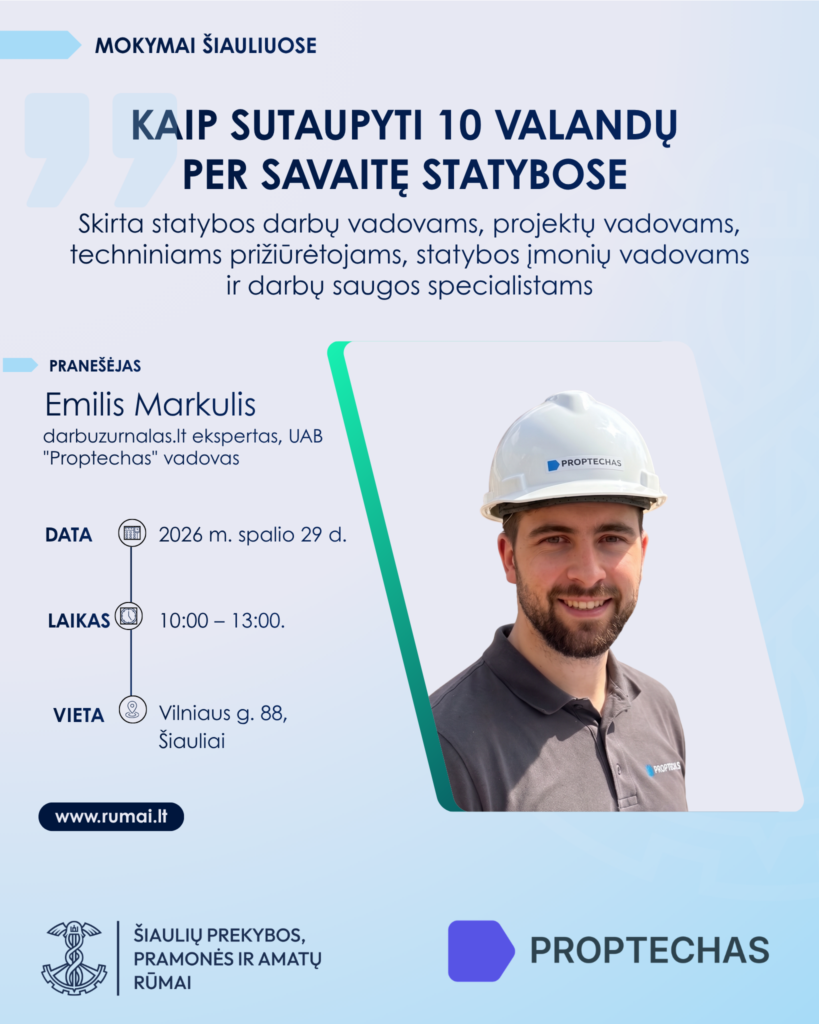 Mokymai „Kaip sutaupyti 10 valandų per savaitę statybose?“