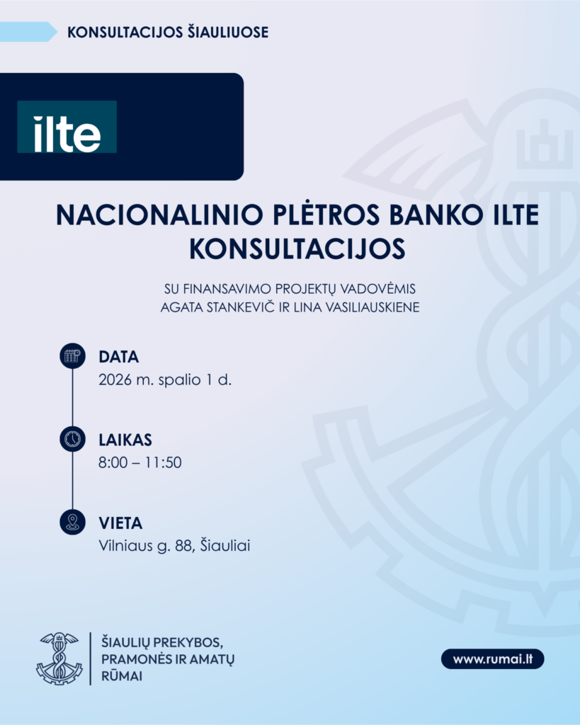 Nacionalinio plėtros banko ILTE konsultacijos Šiauliuose