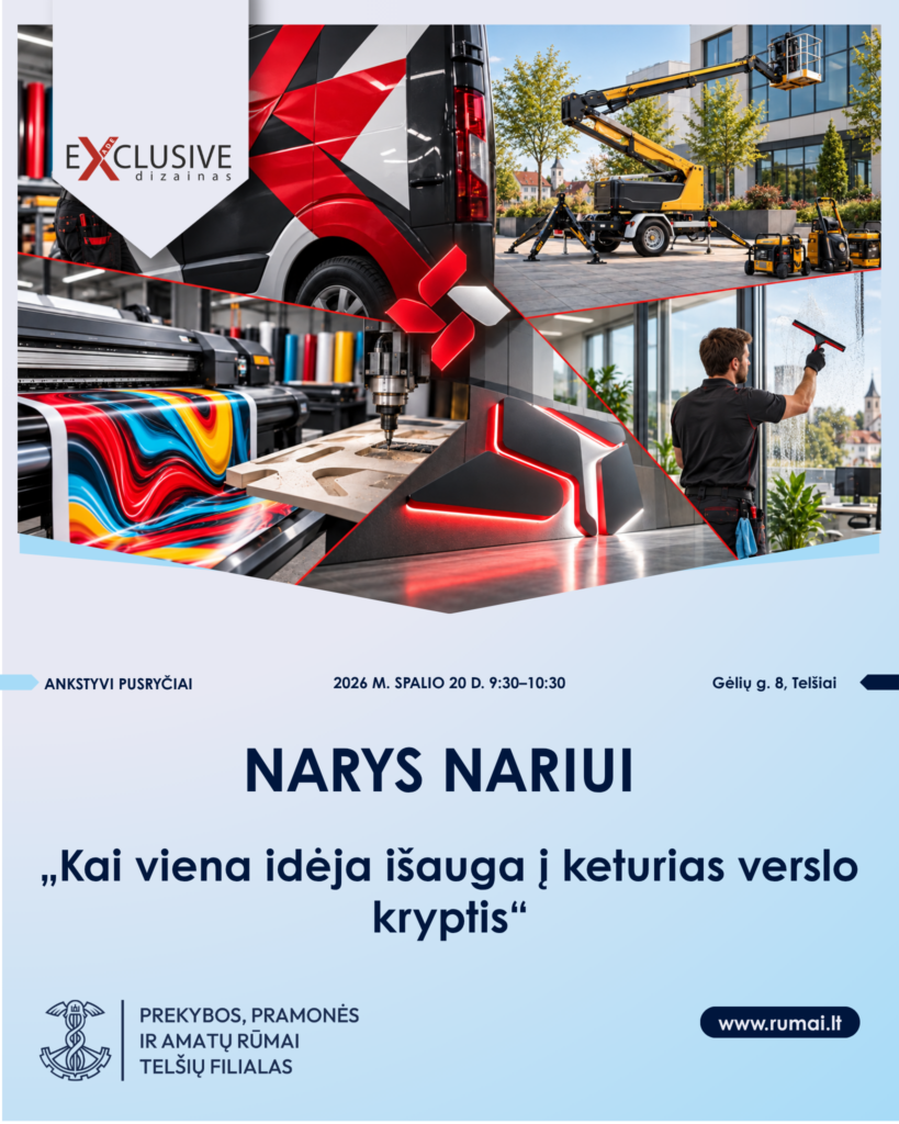 Narys nariui Telšiuose. „Kai viena idėja išauga į kelias verslo kryptis“