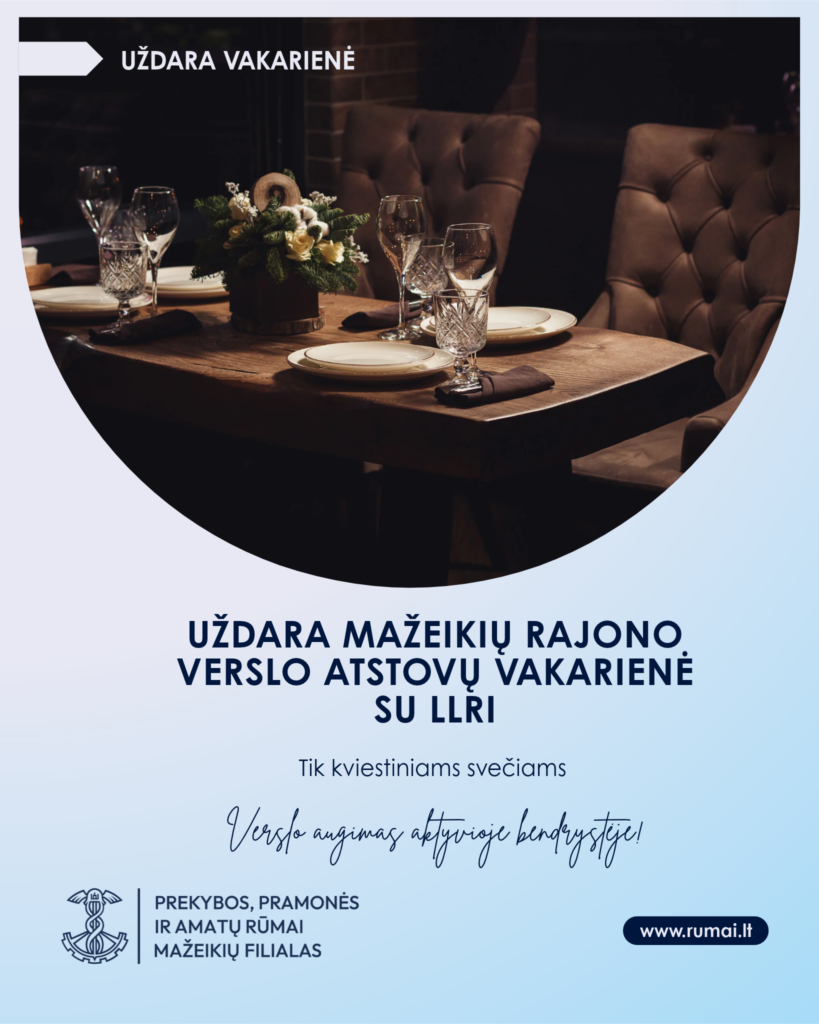 Uždara Mažeikių rajono verslo atstovų vakarienė su LLRI